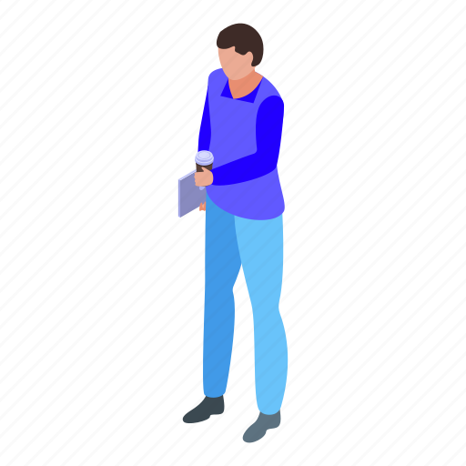 Student, coffee, cup, laptop, isometric icon - Download on Iconfinder