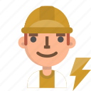 avatar, electrical, emoji, engineer, male, profile, user