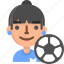 avatar, emoji, female, football, player, profile, soccer 