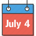 calendar, united states, independence day, july 4