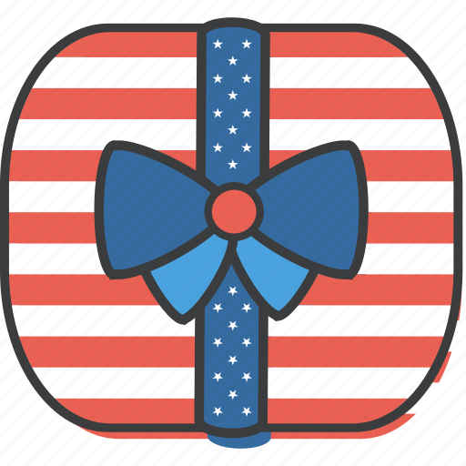America, american, celebrate, gift box, independence, july 4th, ribbon icon - Download on Iconfinder
