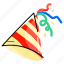 party hat, party cap, confetti, streamers, cone hat 