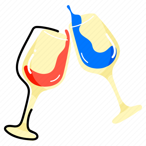 Toast, cheers, wine glasses, drinks, alcohol sticker - Download on Iconfinder