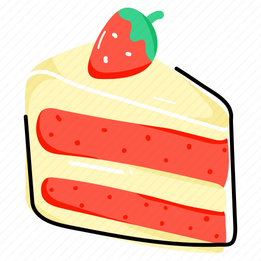 Strawberry cake, cake slice, confectionery, sweet, dessert sticker - Download on Iconfinder