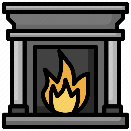 Fireplace, living, room, chimney, flame, warm icon - Download on Iconfinder