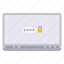 laptop, lock, password, key, security, computer