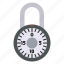 rotary, padlock, lock, key, password 