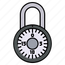 rotary, padlock, lock, key, password, security