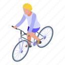blonde, kid, cycling, isometric