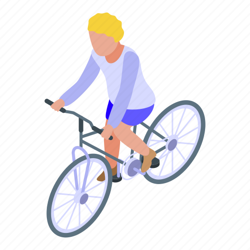 Blonde, kid, cycling, isometric icon - Download on Iconfinder