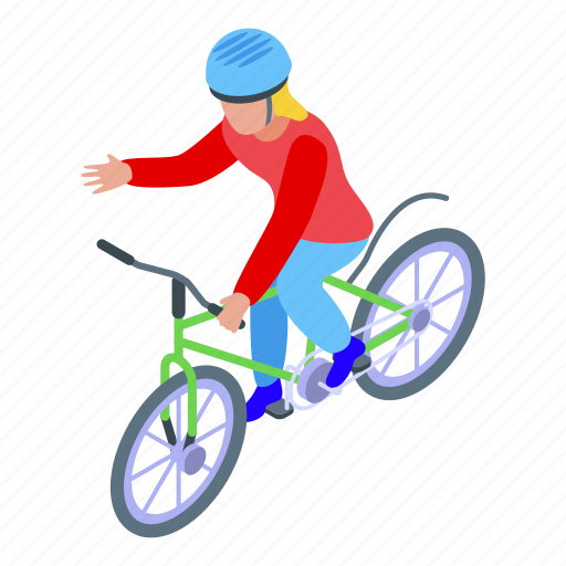 Vacation, kid, cycling, isometric icon - Download on Iconfinder