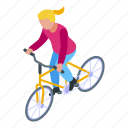 happy, kid, cycling, isometric