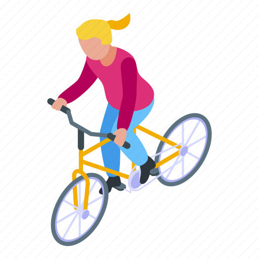Happy, kid, cycling, isometric icon - Download on Iconfinder