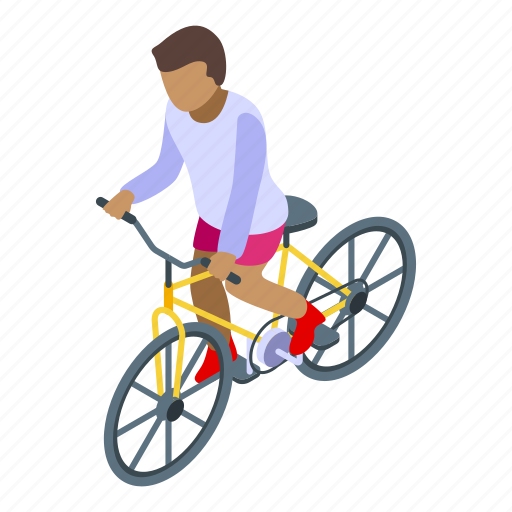 Afro, american, kid, cycling, isometric icon - Download on Iconfinder