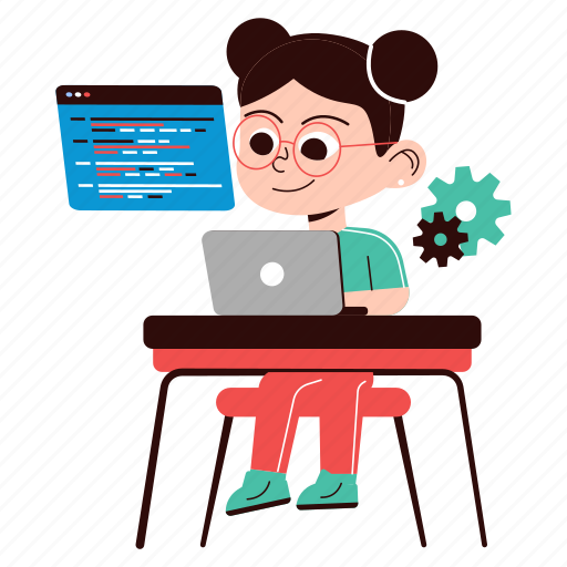Girl, coding, laptop, programmer, technology, developer, development icon - Download on Iconfinder