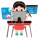 girl, coding, designing, programmer, technology, developer, startup, working, sticker