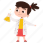 girl, studying, chemistry, science, character, sticker, education, laboratory, research 