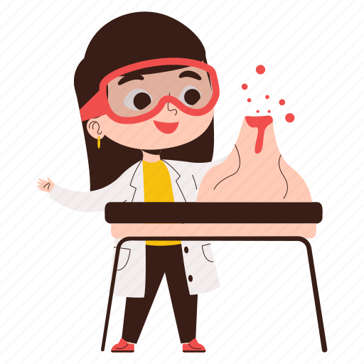 Girl, studying, geography, science, character, classroom, sticker sticker - Download on Iconfinder
