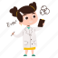 girl, studying, physics, science, character, sticker, education, learn, laboratory 