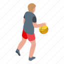 boy, playing, basketball, isometric