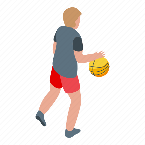 Boy, playing, basketball, isometric icon - Download on Iconfinder