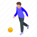 teen, playing, bowling, isometric