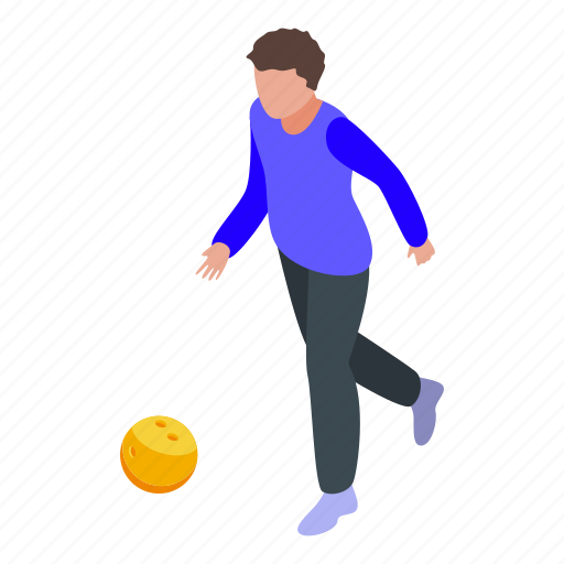 Teen, playing, bowling, isometric icon - Download on Iconfinder