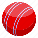 cricket, red, ball, isometric