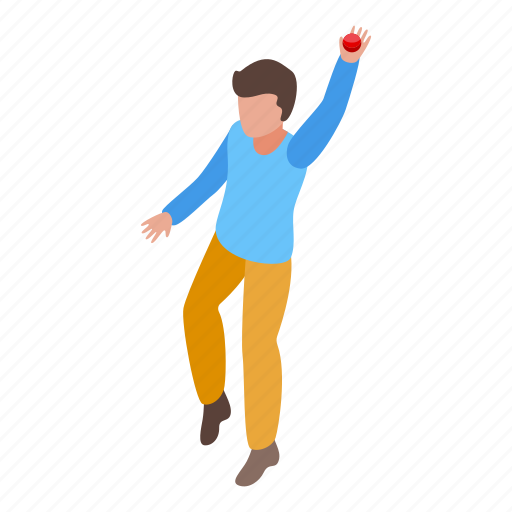 Kid, catch, cricket, ball, isometric icon - Download on Iconfinder