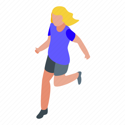Girl, active, football, player, isometric icon - Download on Iconfinder