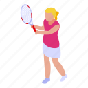girl, playing, tennis, isometric