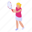 girl, playing, tennis, isometric 