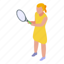 female, tennis, player, isometric