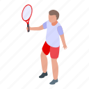 young, boy, tennis, player, isometric