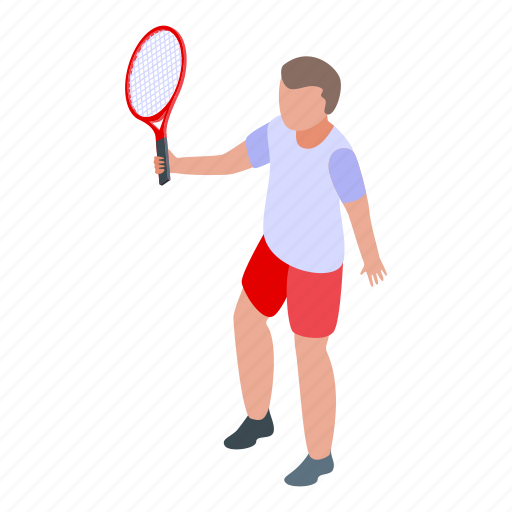 Young, boy, tennis, player, isometric icon - Download on Iconfinder