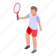 young, boy, tennis, player, isometric 