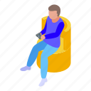 young, boy, gaming, video, isometric