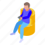 young, boy, gaming, video, isometric 