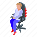 boy, playing, video, game, isometric