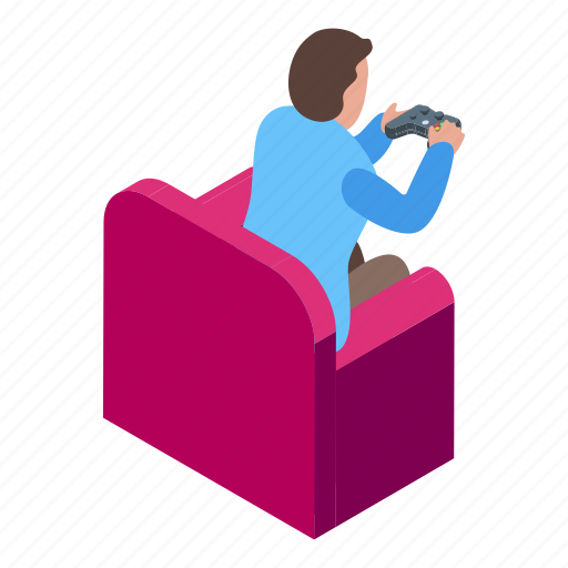 Teen, gaming, joystick, isometric icon - Download on Iconfinder