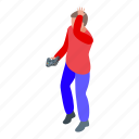 teen, playing, video, game, isometric