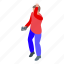 teen, playing, video, game, isometric 