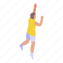 teen, playing, volleyball, isometric