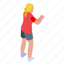 girl, playing, volleyball, isometric