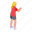 girl, playing, volleyball, isometric 