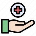 red, cross, hospital, hand, health, clinic