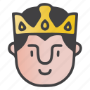 avatar, emoji, emoticon, grinning, king