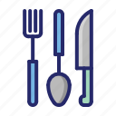 fork, kitchen, knife, spoon