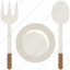 cutlery, fork, kitchen, plates, spoon 