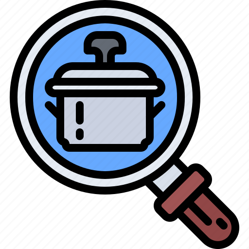 Search, magnifier, pot, kitchen, shop, tool, cooking icon - Download on Iconfinder